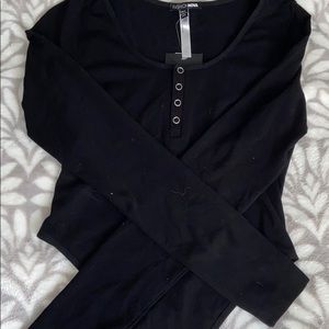 Black long sleeve bodysuit